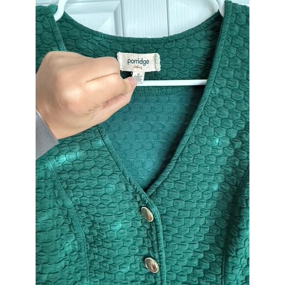 Antropologie Porridge green smocked button front blouse - Picture 2 of 3